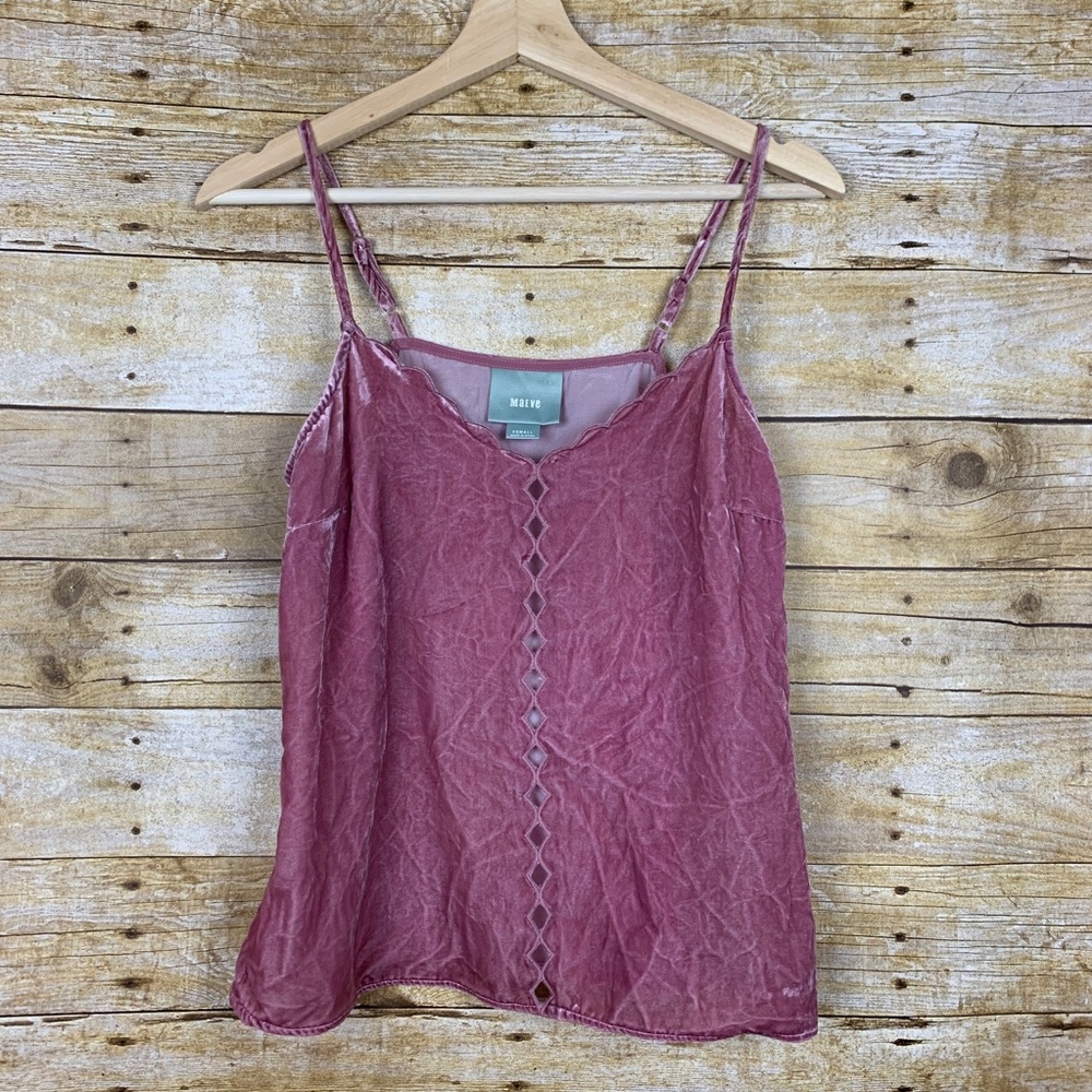 Maeve Crushed Velvet Pink Camisol Top Sz XSmall